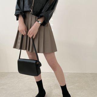 A-line Pleat Skirt Beige - One Size