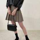 A-line Pleat Skirt Beige - One Size
