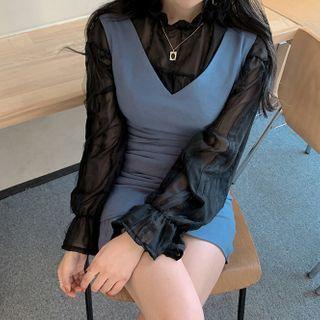 Flared-cuff Blouse / Pinafore Dress