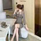 Sleeveless Side-slit Midi A-line Dress / Cropped Blazer