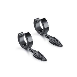 Fashion Personality Plated Black Leaf 316l Stainless Steel Stud Earrings Black - One Size