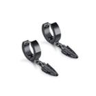 Fashion Personality Plated Black Leaf 316l Stainless Steel Stud Earrings Black - One Size