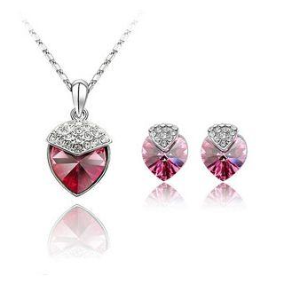 Set: Crystal Pendant Necklace + Earring