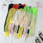 Round-neck Long-sleeve Mesh Top