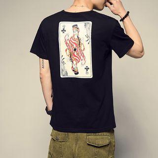 Short-sleeve Playing Card Print T-shirt