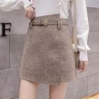 Belted Asymmetrical A-line Skirt