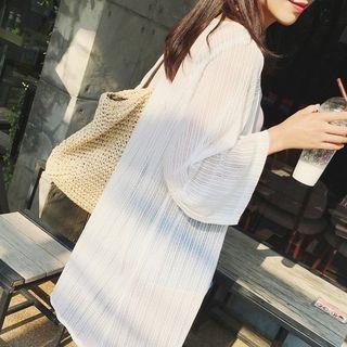 Pinstriped Open Front Jacket