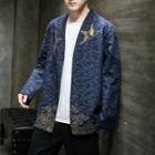 Crane Embroidered One-buttoned Jacket