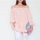 Off-shoulder Blouse Pink - One Size