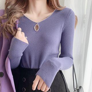 Round-neck Cut-out Ribbed Top