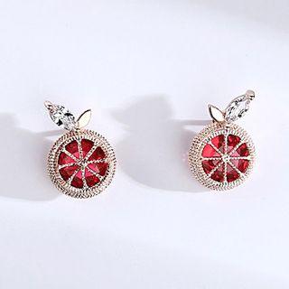 925 Sterling Silver Rhinestone Fruit Earring