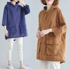 3/4-sleeve Henley Linen Hoodie