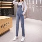Cropped Straight-cut Denim Jumper Pants