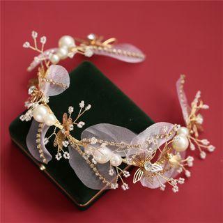 Wedding Faux Pearl Branches Headband / Fringed Earring / Set