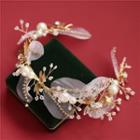 Wedding Faux Pearl Branches Headband / Fringed Earring / Set