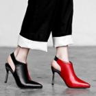 Two-tone High Heel Slingback Ankle Boots
