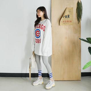 Striped Band-hem Leggings