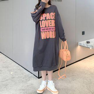 Lettering Print Midi Shift Dress