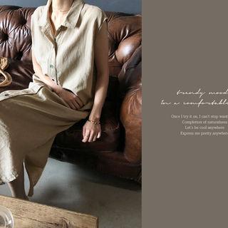 Sleeveless H-line Maxi Shirtdress