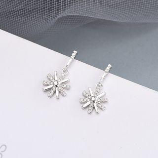 925 Sterling Silver Rhinestone Star Drop Earring Es779 - One Size