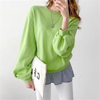 Drop-shoulder Stripe-layered Sweatshirt