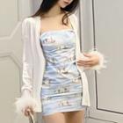 Spaghetti Strap Horse Print Mini Sheath Dress