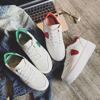Color Panel Platform Lace Up Sandals