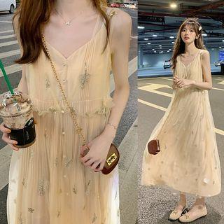 Sleeveless Maxi Mesh Dress / Spaghetti Strap Maxi Dress