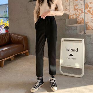 High-waist Plain Straight Leg Pants