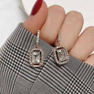 Rhinestone Dangle Earring 1 Pair - 925 Silver Needle Earring - Rhinestone - Silver - One Size