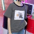 Short-sleeve Zebra Print Striped T-shirt