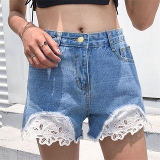 Lace Denim Shorts