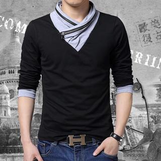 Zip Wrap Collar Sweater