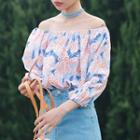 Puff-sleeve Floral Off-shoulder Top