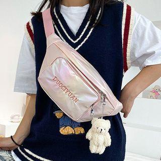 Letter Embroidered Holographic Belt Bag