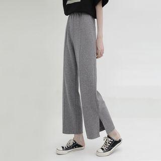 Slit High-waist Wide-leg Pants