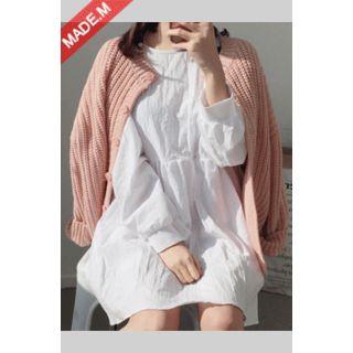 Puff-sleeve Shirred Mini Dress