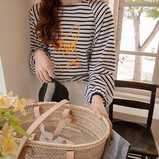 Dog Patterned Stripe T-shirt