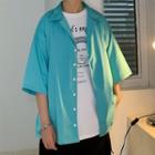 3/4 Sleeve Plain Oversized Shirt