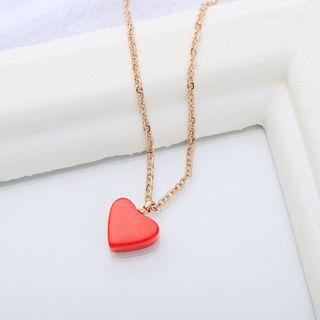 Stainless Steel Heart Pendant Necklace 1408 - Necklace - One Size