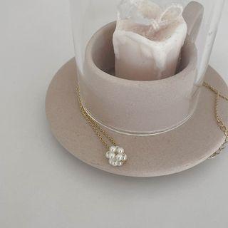Faux-pearl Cluster Chain Necklace Gold - One Size