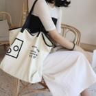 Letter Canvas Tote Bag Black - One Size