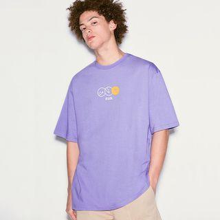 [r:lol] Couple Smile-printed Letter T-shirt