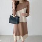 Color-block Frill-hem Dress