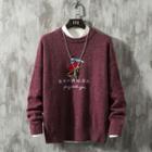 Long-sleeve Cartoon Embroidered Chinese Character Sweater