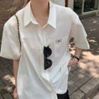 Short-sleeve Applique Single-breasted Shirt