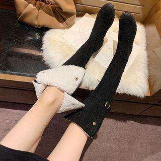 Block Heel Fleece-lined Over-the-knee Boots