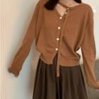 Asymmetrical Cutout Cardigan / Pleated A-line Skirt
