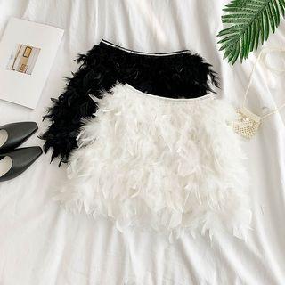 Feather Detail A-line Skirt