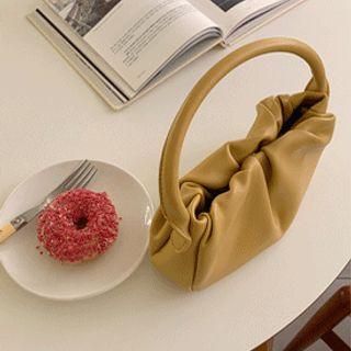 Ruched Pleather Hand Bag